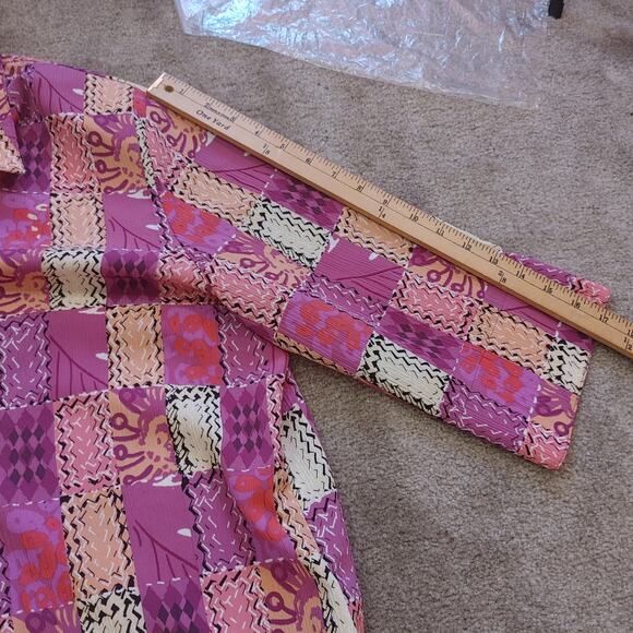 Allison Daley Size 16P Petite Button Up Purple Square Quarter Sleeve Retro - Picture 10 of 10